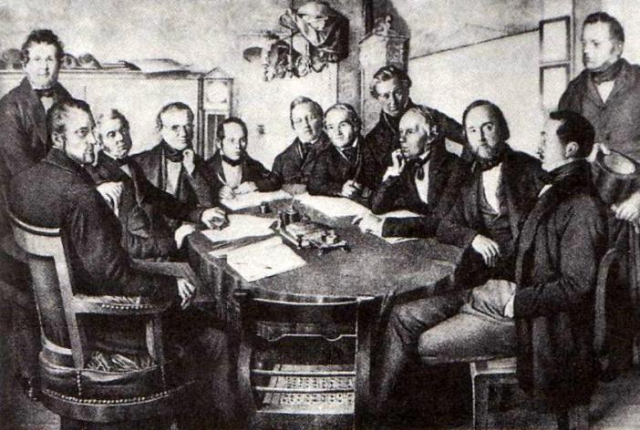 A meeting of a board of directors of the Leipzig–Dresden Railway Company in 1852